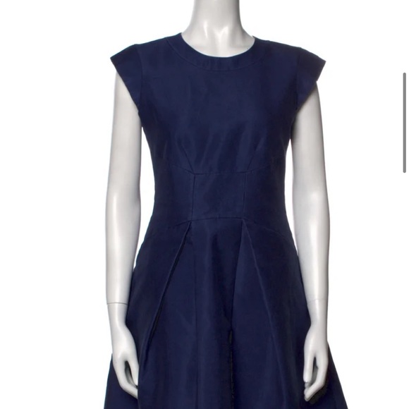 Navy silk Kate Spade cap sleeve dress - Picture 3 of 6